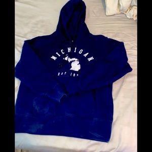 Women’s Michigan logo decor navyhoodoe sweatshirt